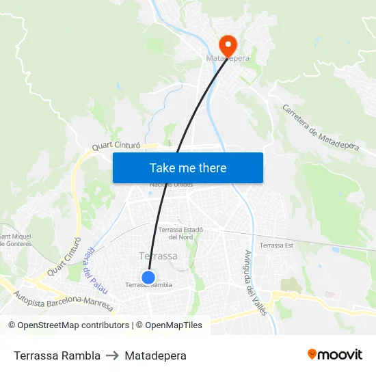 Terrassa Rambla to Matadepera map