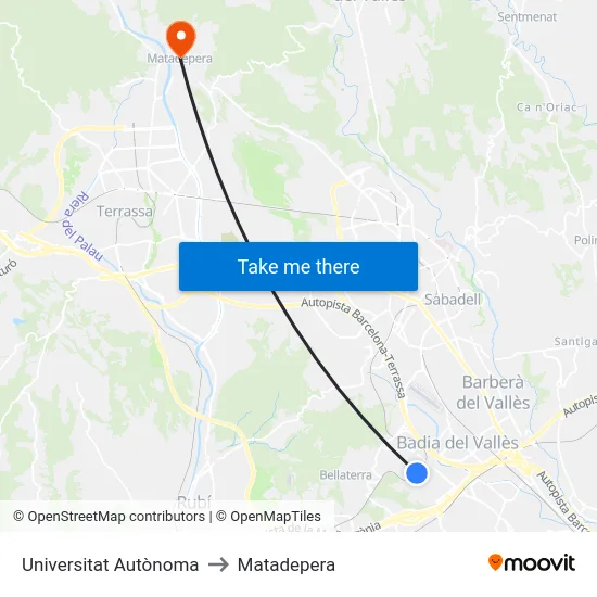 Universitat Autònoma to Matadepera map