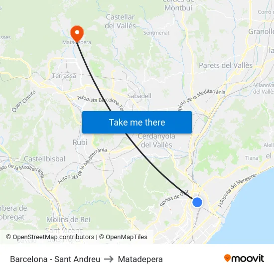 Barcelona - Sant Andreu to Matadepera map