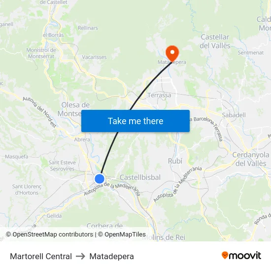 Martorell Central to Matadepera map