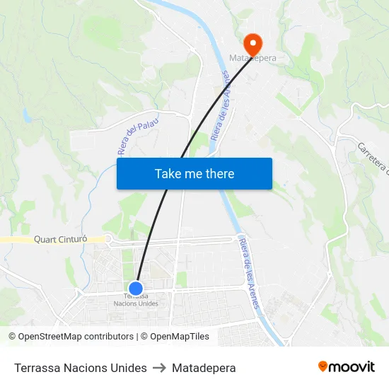 Terrassa Nacions Unides to Matadepera map