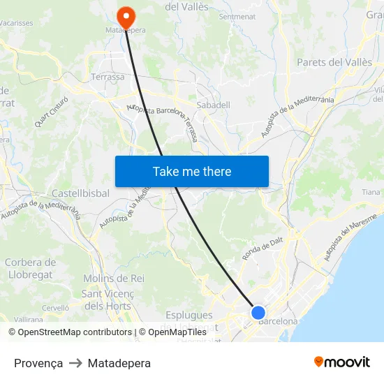 Provença to Matadepera map