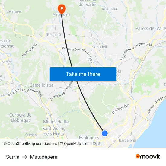 Sarrià to Matadepera map