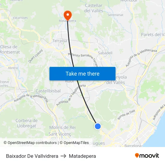 Baixador De Vallvidrera to Matadepera map