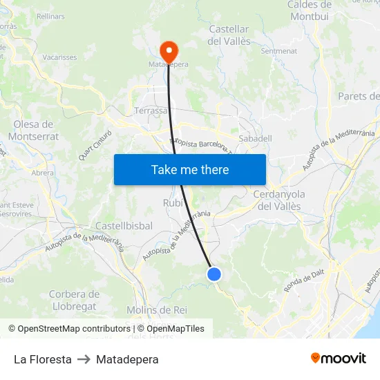 La Floresta to Matadepera map