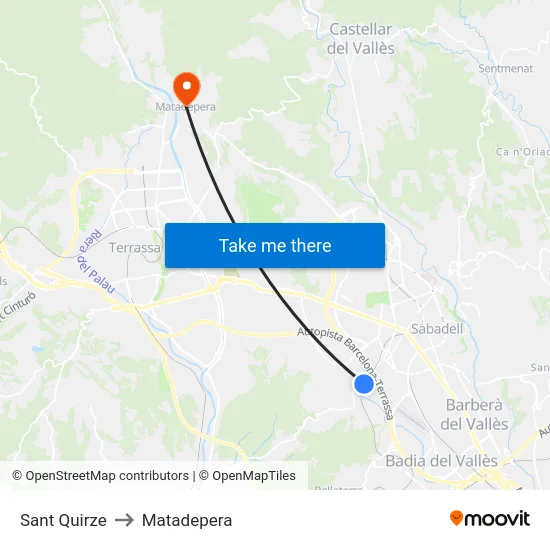 Sant Quirze to Matadepera map