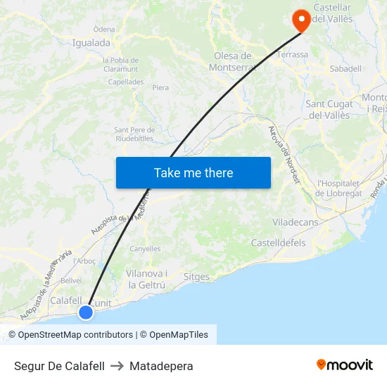 Segur De Calafell to Matadepera map