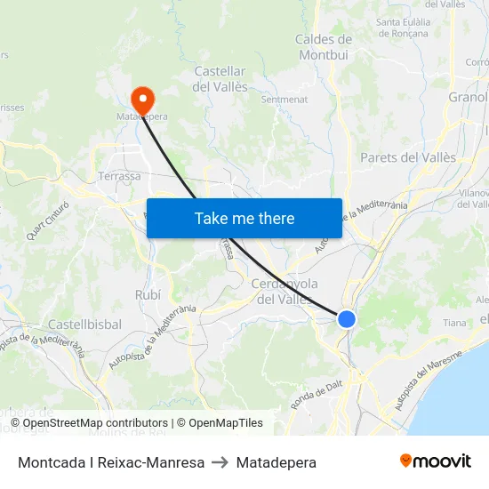 Montcada I Reixac-Manresa to Matadepera map