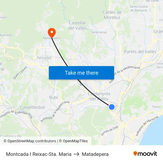 Montcada I Reixac-Sta. Maria to Matadepera map