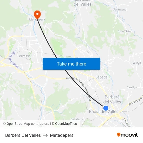 Barberà Del Vallès to Matadepera map