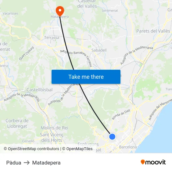 Pàdua to Matadepera map
