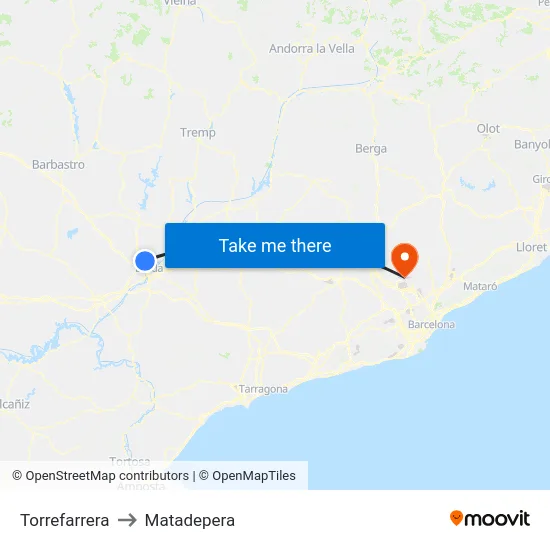 Torrefarrera to Matadepera map