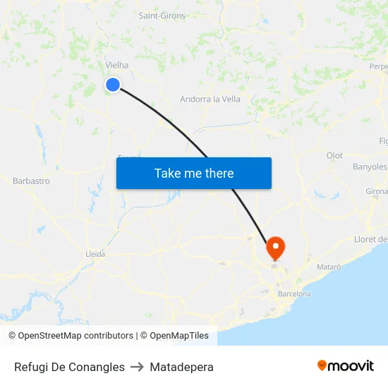 Refugi De Conangles to Matadepera map