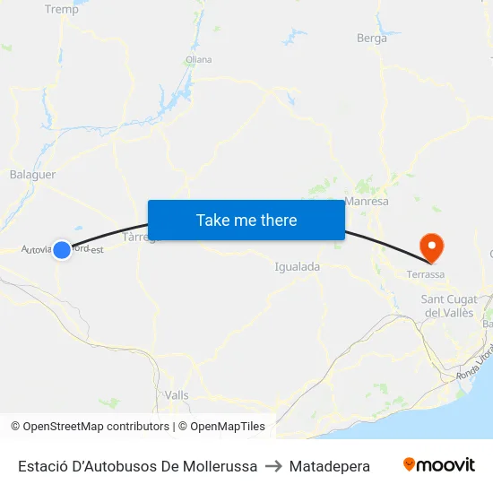 Estació D’Autobusos De Mollerussa to Matadepera map