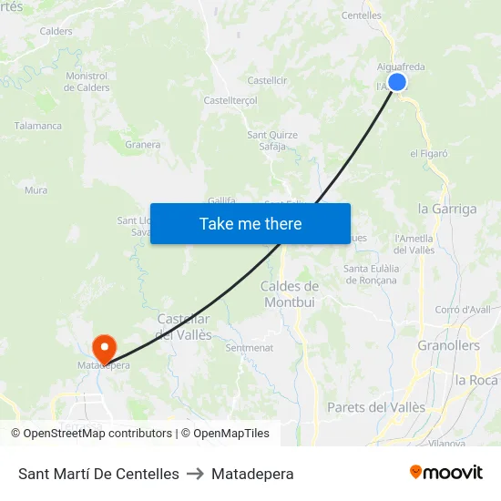 Sant Martí De Centelles to Matadepera map