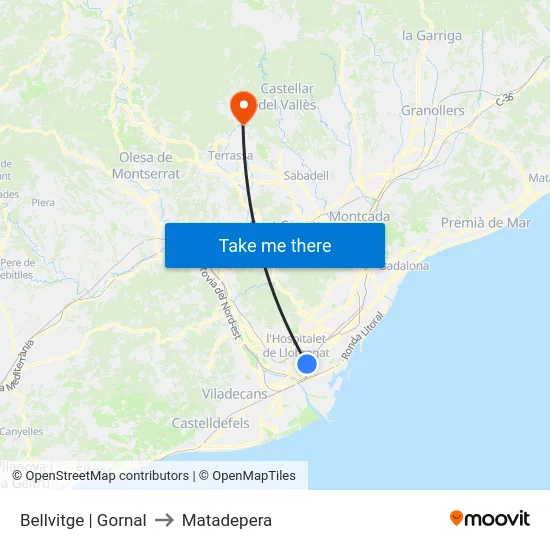 Bellvitge | Gornal to Matadepera map