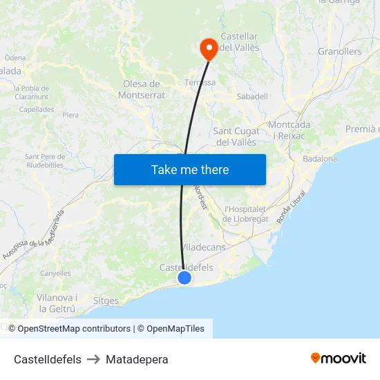 Castelldefels to Matadepera map