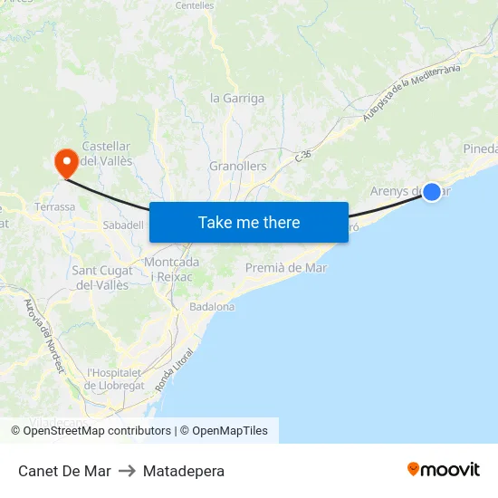 Canet De Mar to Matadepera map