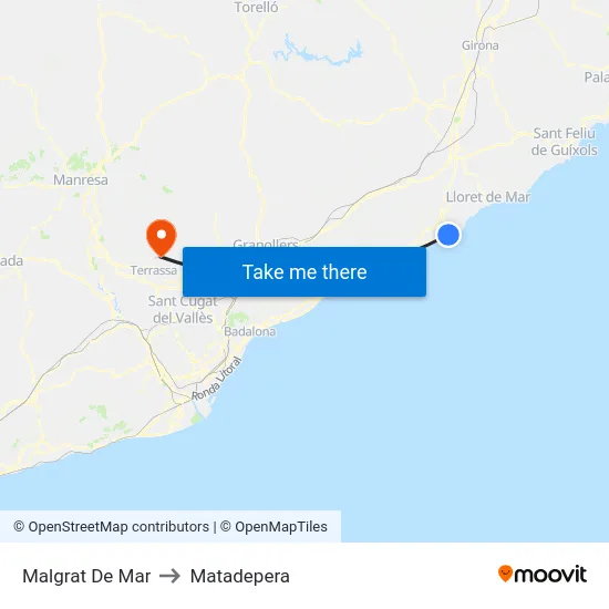Malgrat De Mar to Matadepera map