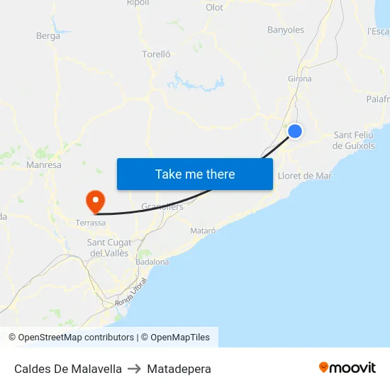 Caldes De Malavella to Matadepera map