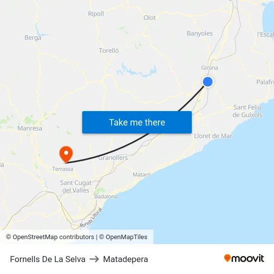 Fornells De La Selva to Matadepera map