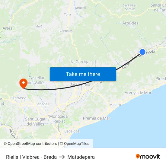 Riells I Viabrea - Breda to Matadepera map