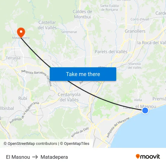 El Masnou to Matadepera map
