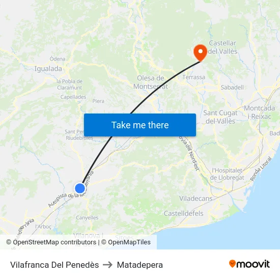Vilafranca Del Penedès to Matadepera map