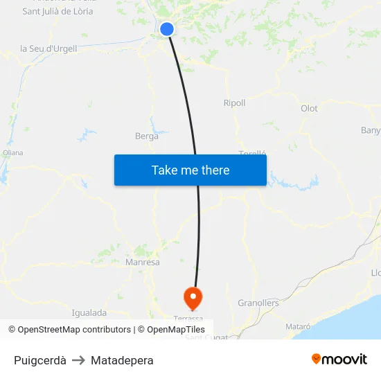 Puigcerdà to Matadepera map