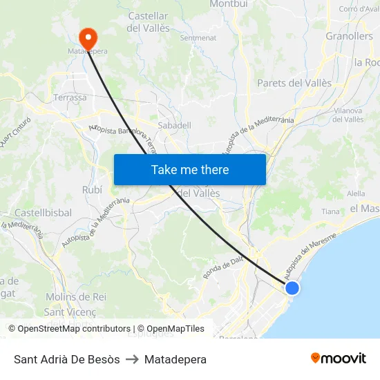 Sant Adrià De Besòs to Matadepera map