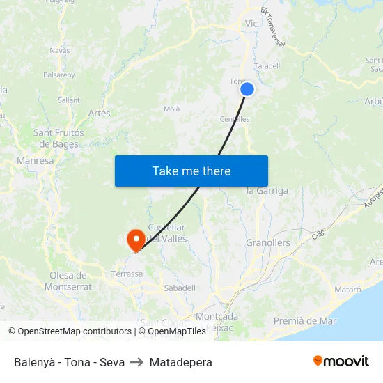 Balenyà - Tona - Seva to Matadepera map