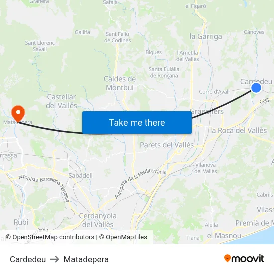 Cardedeu to Matadepera map