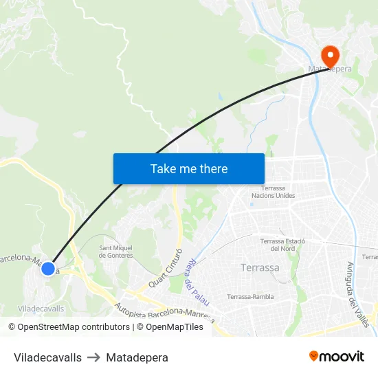 Viladecavalls to Matadepera map