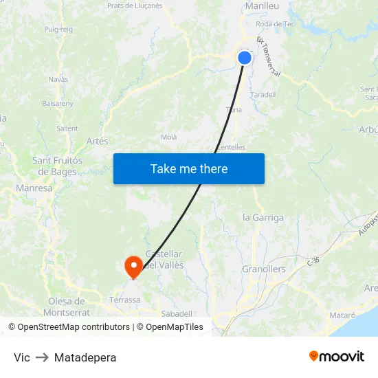 Vic to Matadepera map