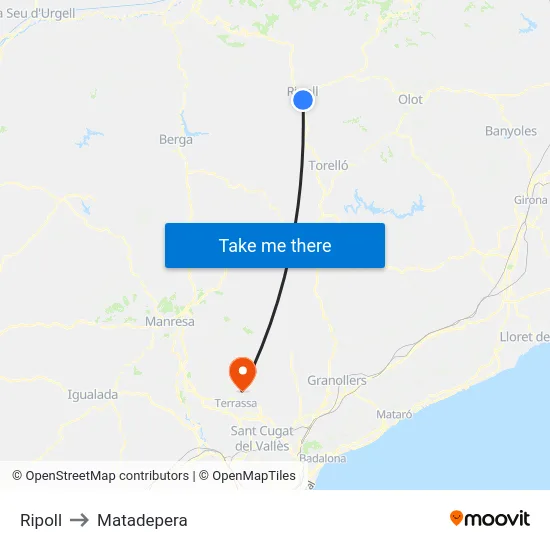 Ripoll to Matadepera map