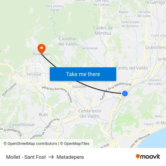 Mollet - Sant Fost to Matadepera map