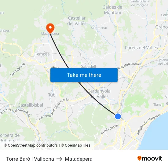Torre Baró | Vallbona to Matadepera map