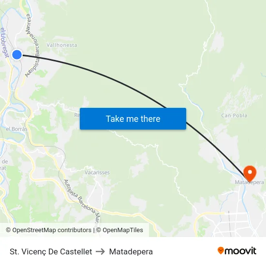 St. Vicenç De Castellet to Matadepera map