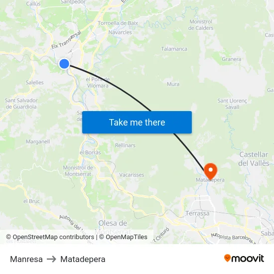Manresa to Matadepera map