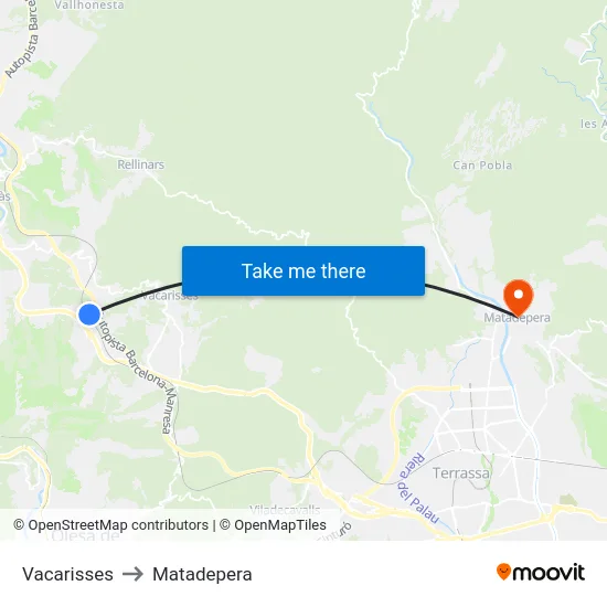 Vacarisses to Matadepera map