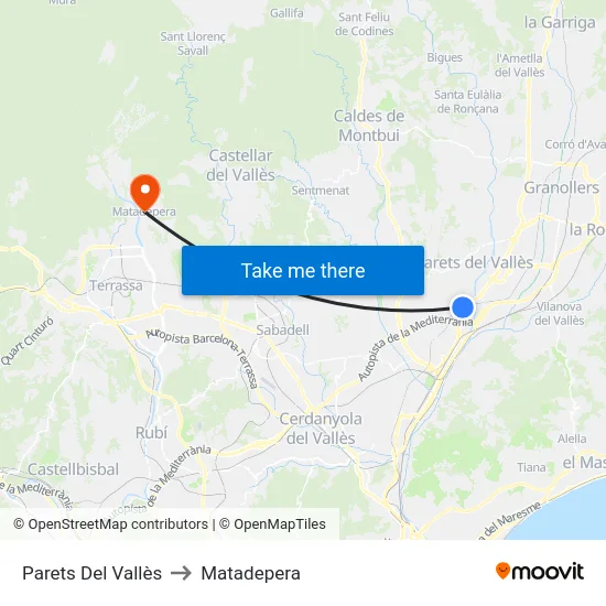 Parets Del Vallès to Matadepera map