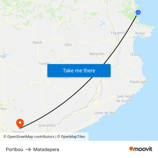 Portbou to Matadepera map