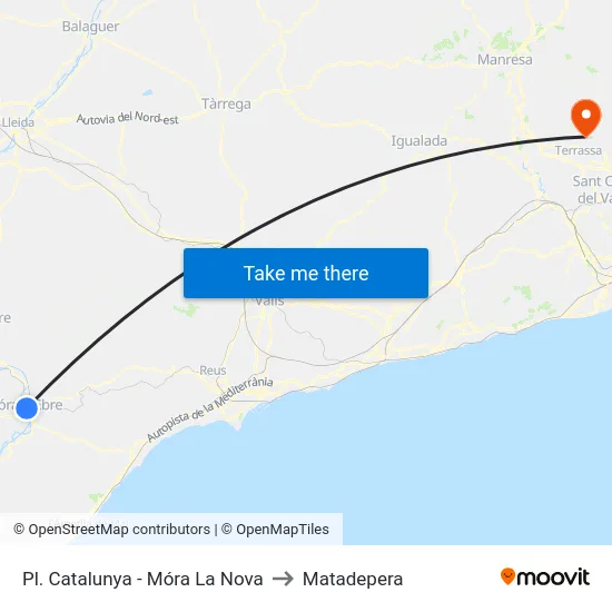 Pl. Catalunya - Móra La Nova to Matadepera map