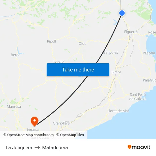 La Jonquera to Matadepera map