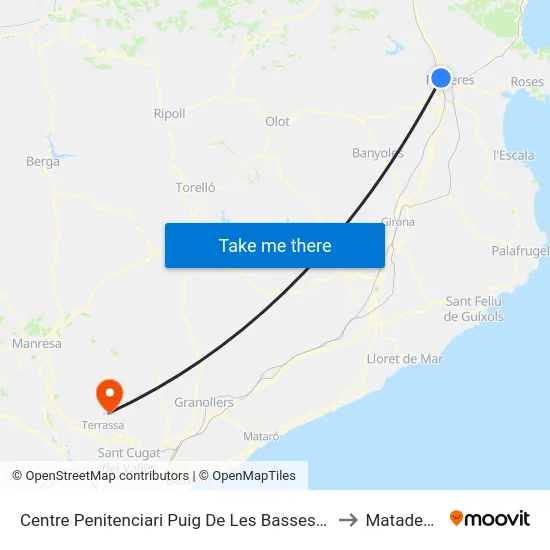 Centre Penitenciari Puig De Les Basses, Figueres to Matadepera map