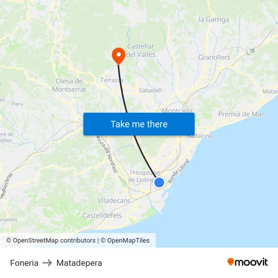 Foneria to Matadepera map