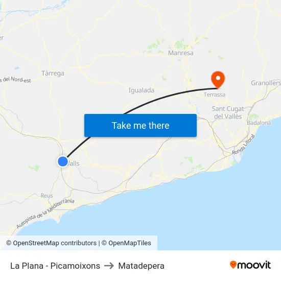 La Plana - Picamoixons to Matadepera map