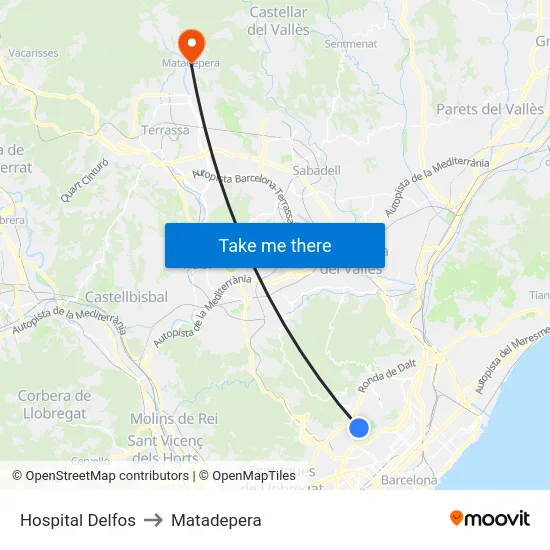 Hospital Delfos to Matadepera map