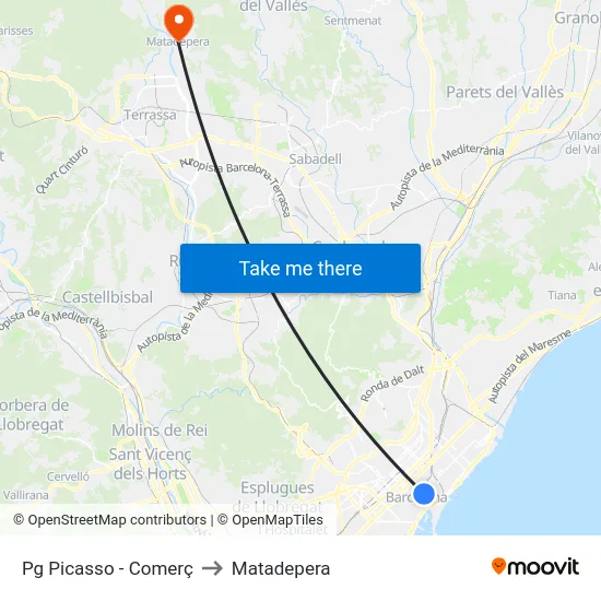 Pg Picasso - Comerç to Matadepera map