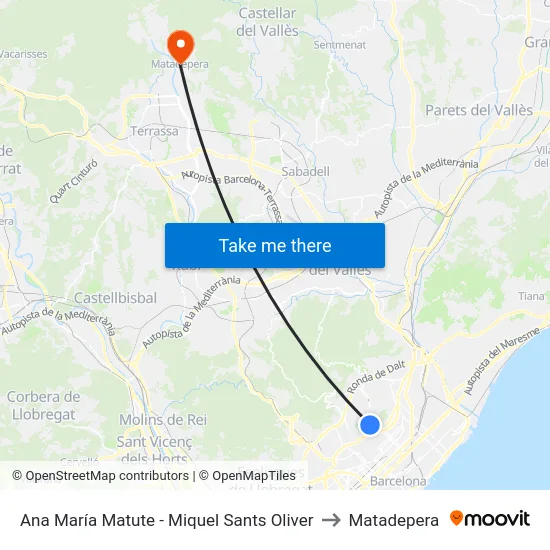 Ana María Matute - Miquel Sants Oliver to Matadepera map